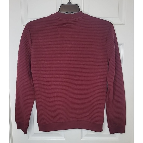 Peter Werth N.1 Sweater Ribbed Cotton Blend Burgundy Long Sleeve Men's Medium - Picture 6 of 12